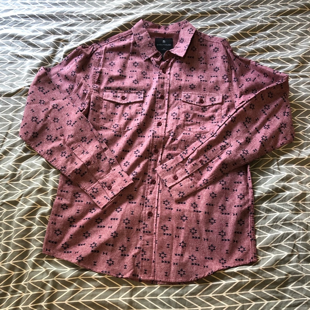 Patterned long sleeve button up